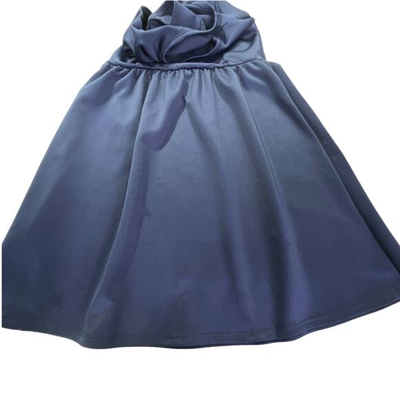 Trendyland Cap Sleeve Scoop Neck Pull On Midi Dress Size Large Navy Blue - Picture 7 of 12